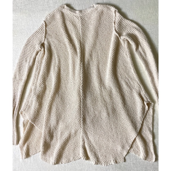 Free People Sharkbite Hem Cardigan Woman XS Ivory Cream Color Pockets Snap Front - Picture 9 of 13